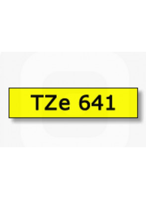 TZe-641 (18มม. x 8เมตร พื้นเหลือง ตัวอักษรดำ)