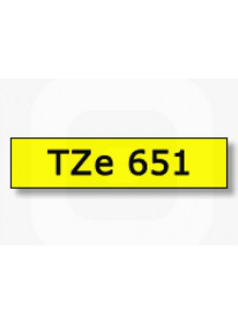 TZe-651 (24มม. x 8เมตร พื้นเหลือง ตัวอักษรดำ)