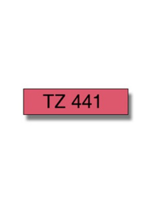 TZe-441 (18มม. x 8เมตร พื้นแดง ตัวอักษรดำ)